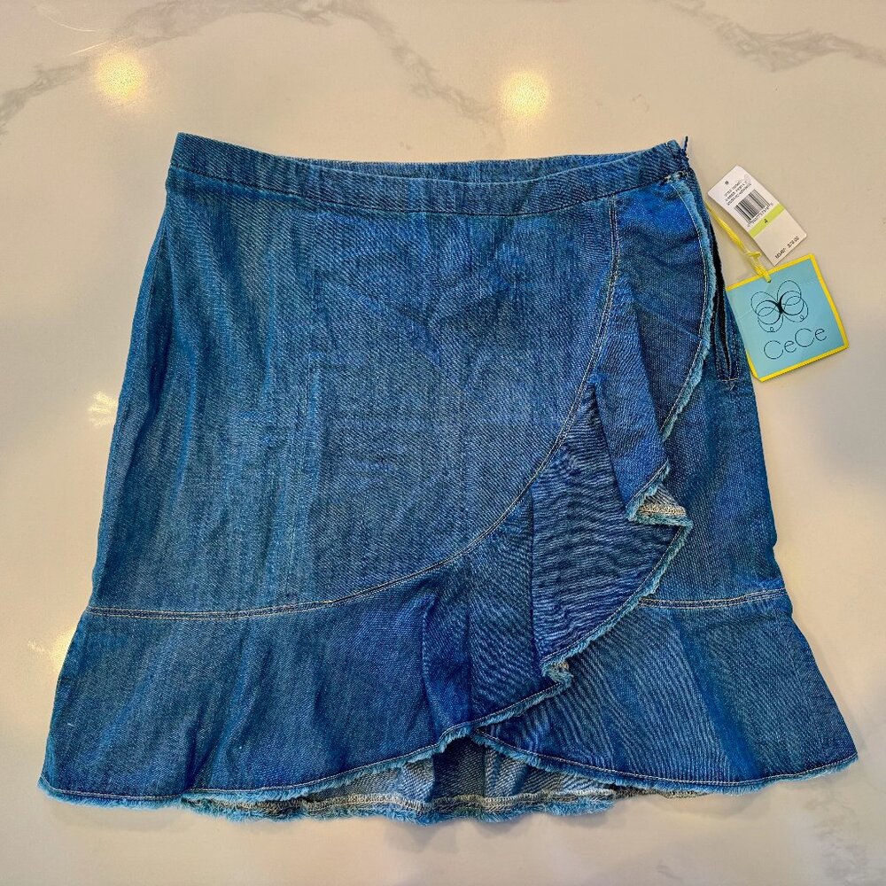 CeCe Denim Ruffle Skirt NWT Size 4